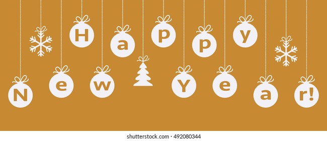 Happy New Year 2017 border with ball decoration. Christmas border, vector background