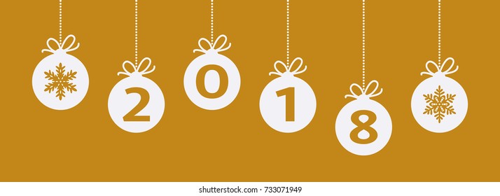 Happy New Year 2017 border with ball decoration. Christmas border, vector background