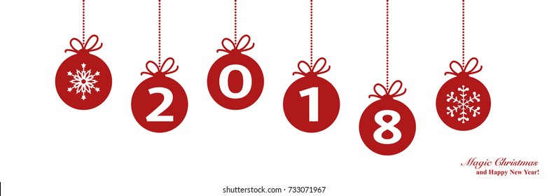 Happy New Year 2017 border with ball decoration. Christmas border, vector background