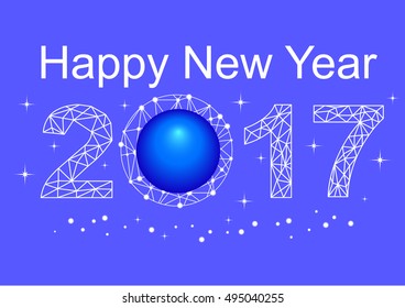 Happy new year 2017 calendar cover, typographic vector illustration.