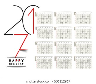 Happy new year 2017 Calendar - New Year Holiday design elements for holiday cards, calendar banner poster for decorations, Vector Illustration Background.
