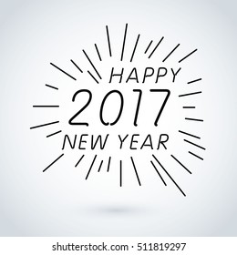 Happy new year 2017 calendar cover, typographic vector illustration. art