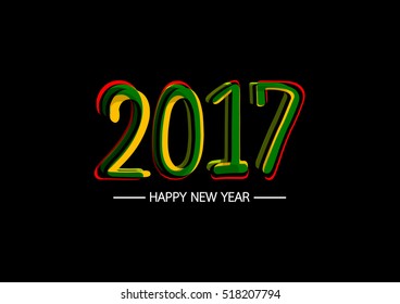 Happy new year 2017 calendar cover, typographic vector illustration.