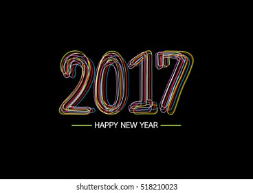 Happy new year 2017 calendar cover, typographic vector illustration.