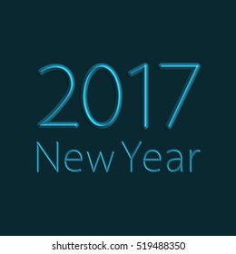 Happy new year 2017 calendar cover, light vector illustration.