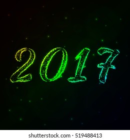 Happy new year 2017 calendar cover, light vector illustration.