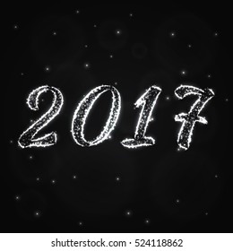 Happy new year 2017 calendar cover, light vector illustration.