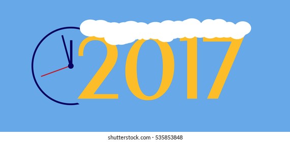 Happy new year 2017 calendar cover, typographic vector illustration.