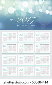 Happy New Year 2017 calendars, 12 month set with space for adding pictures in each month