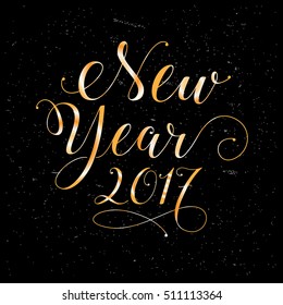 happy new year 2017 calligraphy style logo