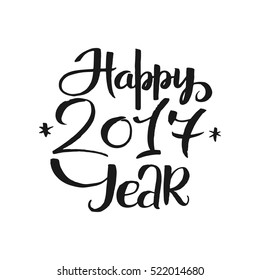 Happy New Year 2017 Calligraphy Lettering. Happy Holiday Greeting Card Inscription. Inscription fits into the circle