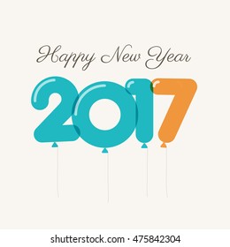 Happy new year 2017 card, balloons font, editable vector design