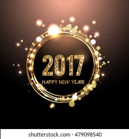 Happy New Year 2017 card, Glittering background