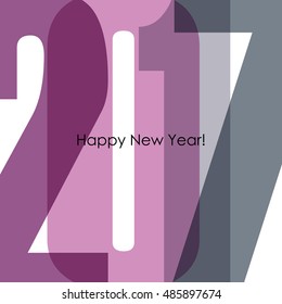 Happy New Year 2017 Card. Colorful design. Vector illustration.