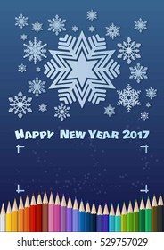 Happy new year 2017 card christ mas style in navy blue
 tone color