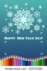 Happy new year 2017 card christ mas style in blue
 tone color