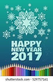 Happy new year 2017 card christ mas style in turquoise tone color