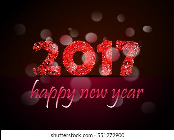 Happy new year 2017 card on the background ticket, Design element for festive banner, invitation Raster version