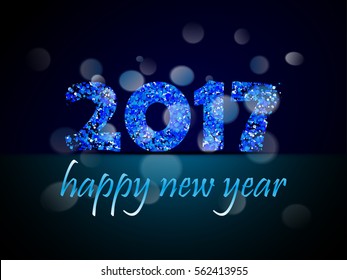 Happy new year 2017 card on the background ticket, Design element for festive banner, invitation Raster version