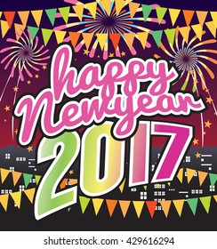 Happy New Year 2017 Celebration Vector Illustration