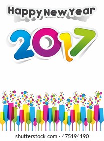Happy new year 2017 celebration greeting card design