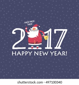 Happy New Year 2017 celebration poster, banner or flyer with happy Santa Claus.