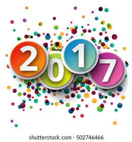Happy new Year 2017 celebration with colorful confetti template background. Vector illustration.