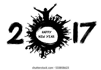 Happy New Year 2017 from the cheering people.