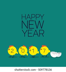 Happy new year 2017. Chickens cocks. Chinese new year greeting card. Vector illustration EPS 10