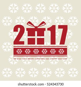 Happy New Year 2017 and Christmas, web banner. Vector illustration.