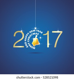 Happy New Year 2017 Christmas ball bell blue vector