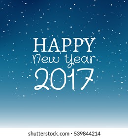 Happy New Year 2017 christmas decoration design typography. Greeting card design illustration. Holiday vector banner with snow.