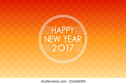 Happy new year 2017 in circle on gradient of orange square polygon background (vector) 