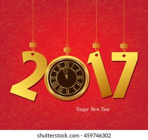 happy new year 2017 with clock