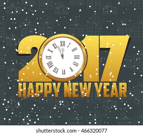 Happy new year 2017 with clock