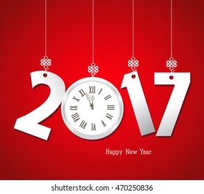 Happy New Year 2017 with clock