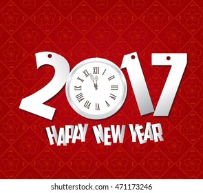 Happy new year 2017 clock. Oriental Chinese Background