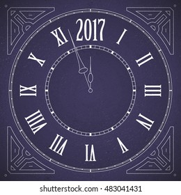 Happy New Year 2017 Clock Vector Illustration