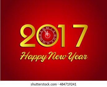happy new year 2017 with clock 
