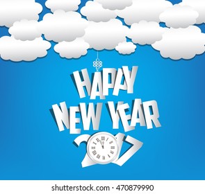 Happy new year 2017 cloud and sky background