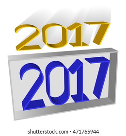 Happy new year 2017  color greeting card.  Vector illustration on a white background.
