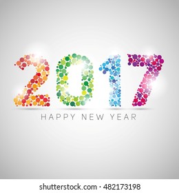 Happy new year 2017. Colorful dots design. Vector simple style illustration
