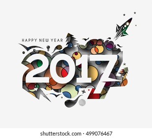 Happy new year 2017 colorful design vector background