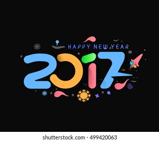 Happy new year 2017 colorful design vector background