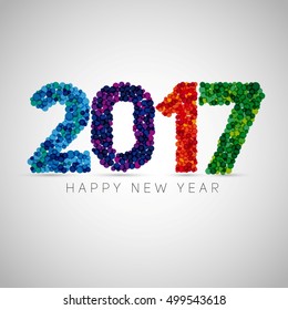 Happy new year 2017. Colorful dots design. Vector simple style illustration