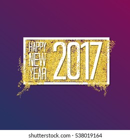 Happy New Year 2017 with confets greeting card. Vector illustration.