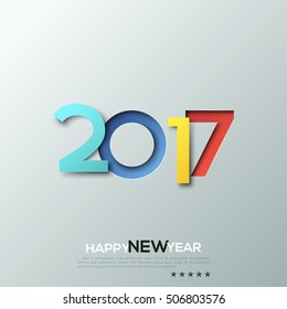 Alles Gute für das neue Jahr 2017, Glückwunsch, Fest-Banner, Poster, Website-Header, Party-Einladung, Grußkarte. Mehrfarbiges Papierdesign mit Schatten. Vektorgrafik im minimalistischen Stil.