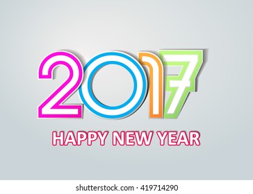 Happy new year 2017 creative greeting card design / Year 2017 vector design element.
