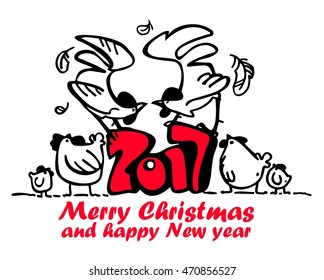 Happy new year 2017 creative greeting card design / Year 2017 vector design element / Happy New Year 2017 colorful greeting card made in style.