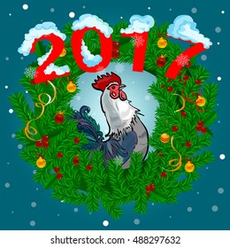 Happy new year 2017 creative greeting card design / Year 2017 vector design element / Happy New Year 2017 colorful greeting card made in style.